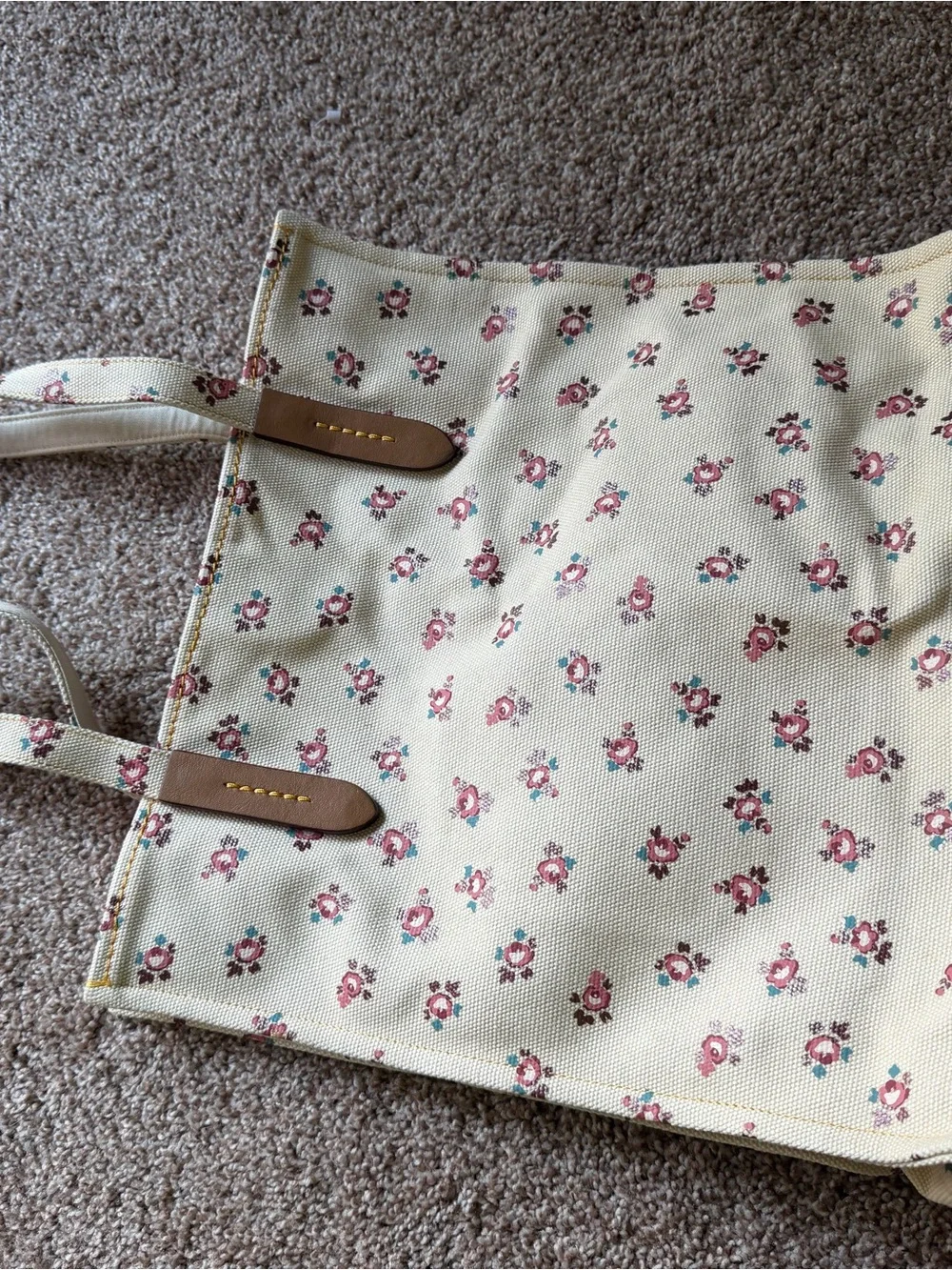 Coach Cream Canvas Tote with Pink Floral Print